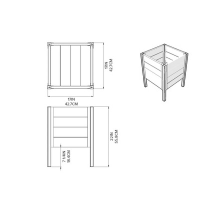 Urbana Espresso Brown Embossed Vinyl Raised Planter with Silver Aluminum Posts