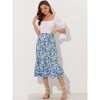 INSPIRE CHIC Women's Chiffon Elastic Waist Ruffle Tiered Flowy Midi Floral Printed Skirts - 2 of 4
