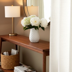 Sagebrook Home 9" Textured Ceramic Vase - White with Brown Accent - Beautiful Decorative Piece For Indoor or Outdoor Use - Contemporary Home or - 1 of 4