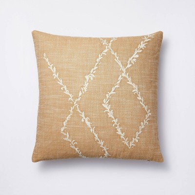 Photo 1 of 2 pack -Embroidered Floral Square Throw Pillow Neutral/Cream - Threshold designed with Studio McGee