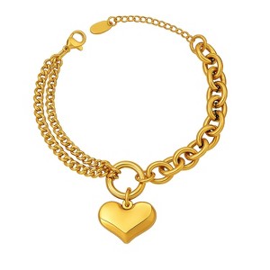 Gold Titanium Steel Heart - Pendant Classic Women's Bracelet - 1 of 4