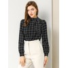 INSPIRE CHIC Women's Bow Tie Neck Keyhole Back Grid Checks Office Work Blouses - 2 of 4