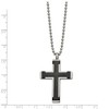 Black Bow Jewelry Men's Titanium & Stainless Steel Black Textured Cross Necklace, 22 In - 2 of 4