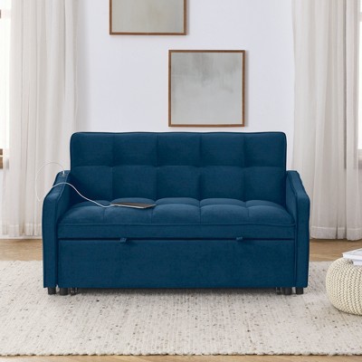 59.4 Upholstered Loveseat Sofa Couch, Pull-out Sofa Bed With Side Pocket,  Gray-modernluxe : Target