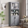 Kitchen Pantry Cabinet, Wood Coffee Bar Cabinet with 4 Doors and 1 Drawer, - 4 of 4