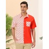 Lars Amadeus Men's Summer Polka Dots Short Sleeves Button Down Patchwork Shirt - 2 of 4