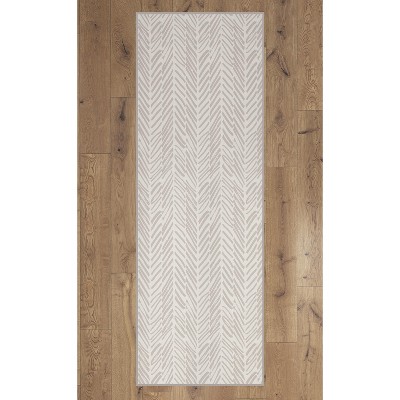 Deerlux Modern Living Room Area Rug with Nonslip Backing, Abstract Beige Chevron Strokes Pattern