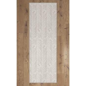 Deerlux Modern Living Room Area Rug with Nonslip Backing, Abstract Beige Chevron Strokes Pattern