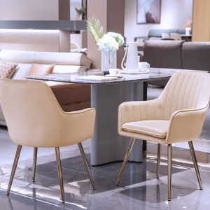 KTMBDW Set of 2 Dining Chairs with Back, Velvet Upholstered Modern Accent Chairs with Metal Legs for Dining Room - 1 of 4