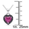EVERLY JEWELRY | Sterling Silver Created Pink Sapphire, Black Spinel and Diamond Heart Halo Pendant with Chain Black Rhodium, 18 inc - 2 of 4