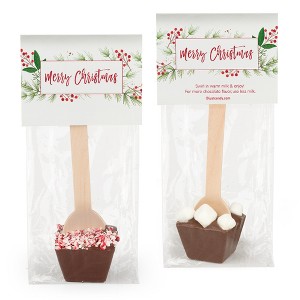 12 Pcs Christmas Hot Chocolate Spoons Milk Chocolate Mini Marshmallows - Merry Christmas - 1 of 2