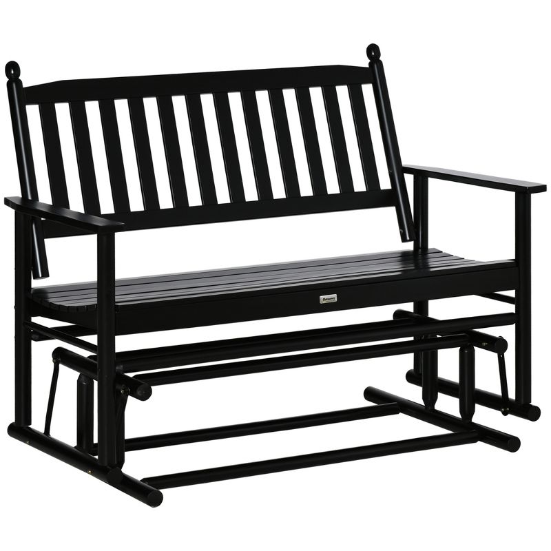 Outsunny Patio Glider Bench, Outdoor Swing Rocking Chair Loveseat with Wooden Frame, 1 of 7
