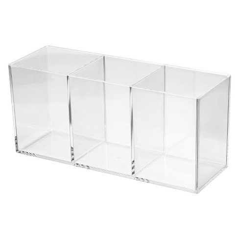 Unique Bargains Office Desk 3 Compartments Acrylic Pen Pencil Holder - image 1 of 4