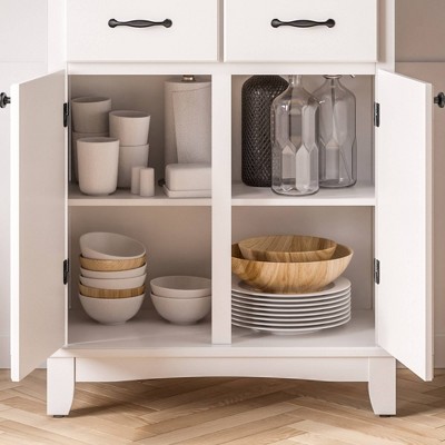 Elegant Homestyles White Hardwood Buffet with Sleek Wood Top