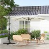 Outsunny 9.5FT Cantilever Patio Umbrella with Crank, Cross Base and Air Vent, Round Hanging Offset Umbrella for Pool, Backyard, Deck, Garden, Beige - 3 of 4