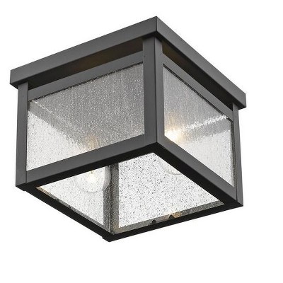 Milford Bronze 2-Light Seeded Glass Flush Mount