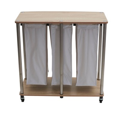 Light Ash Steel Frame Laundry Center with Wheels and Shelves