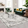 8x10 Rugs Washable Non-Slip - Vintage Floral Area Rug, Large Soft Low Pile Carpet, Stain Resistant Indoor Rug Decor Taupe - 3 of 4