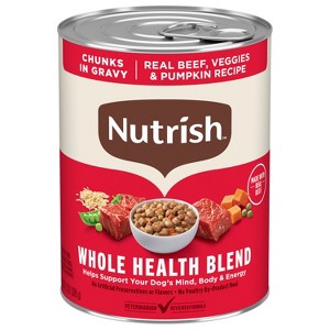 Nutrish Chunks in Gravy Real Beef, Vegetable and Pumpkin Recipe Whole Health Blend Wet Dog Food - 13oz - 1 of 4