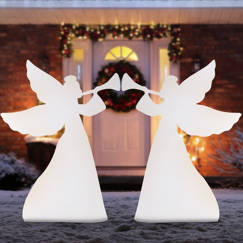 Best Choice Products 3ft Set of 2 Christmas Angel Yard Decorations w/ Weather-Resistant PVC, 4 Stakes, 1 of 8