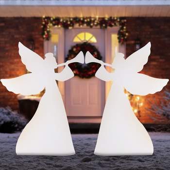 Best Choice Products 3ft Set of 2 Christmas Angel Yard Decorations w/ Weather-Resistant PVC, 4 Stakes