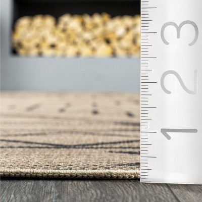 Moroccan Border Synthetic 23"x17" Washable Area Rug in Natural