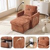 Multifunctional Chenille Chaise Lounge Recliner with Hidden Storage, Adjustable Phone Holder & Side Pockets for Small Spaces-3irtyhousy - 3 of 4