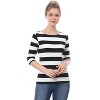 INSPIRE CHIC Women's Stripes Casual Basic Elbow Sleeves Boat Neck Slim Fit T-Shirts - 3 of 4