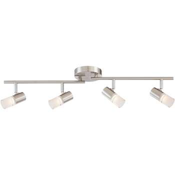 Pro Track Renee 4-Head LED Ceiling Track Style Light Fixture Kit Dimmable Adjustable Silver Satin Nickel Finish Modern Kitchen Bathroom 28 3/4" Wide