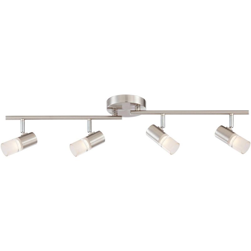 Pro Track Renee 4-Head LED Ceiling Track Style Light Fixture Kit Dimmable Adjustable Silver Satin Nickel Finish Modern Kitchen Bathroom 28 3/4" Wide, 1 of 10