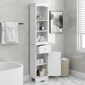 Tall Bathroom Cabinet Freestanding Storage Floor Cabinet With Drawer Adjustable Shelf - 1 of 4