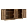 NicBex 65" Rustic Rattan Sideboard,Kitchen Storage Cabinets with Handmade Barn Doors and Removable Shelf,Oak/Gray - 4 of 4
