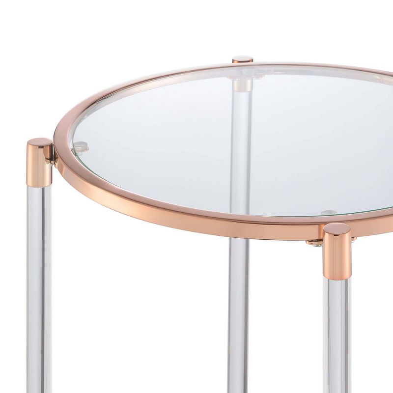 Royal Crest 2 Tier Acrylic Glass End Table Rose Gold/Glass - Breighton Home, 4 of 7