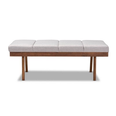 Larisa Beige and Walnut Brown Upholstered Wood Bench