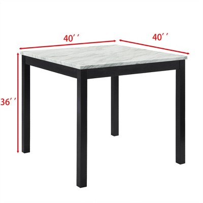 5Pcs Dining Table and Chair Set, Wooden Dining Table and Chair with 4 Chairs for Small Spaces, Modern Square Counter Height Dining Table