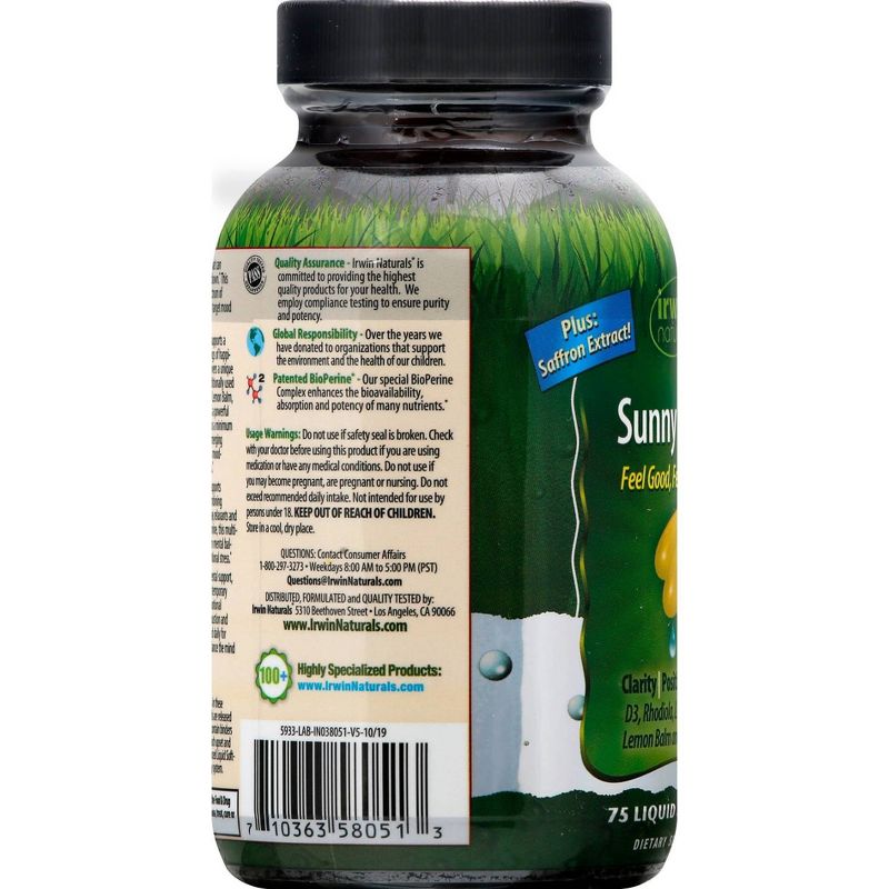 Irwin Naturals Sunny Mood Dietary Supplement Liquid Softgels - 75ct, 5 of 7