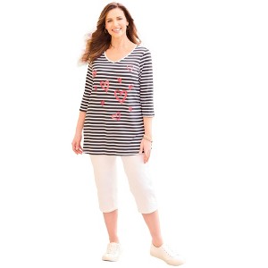 Catherines Women's Plus Size V-Neck Swing Tunic - 1 of 3