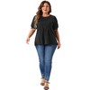 Agnes Orinda Women's Plus Size Puff Short Sleeve Crew Neck Pleated Tunic Blouses - 3 of 4