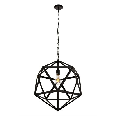 Redmond Black Iron Geometric Pendant Light with Adjustable Chain