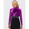 INSPIRE CHIC Women's Cropped Holographic Party Shiny Lightweight Long Sleeve Shrugs - 4 of 4