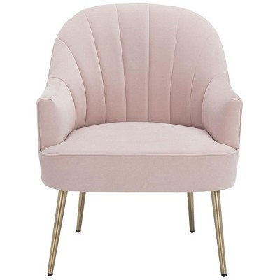 Areli Light Pink Velvet and Gold Accent Chair