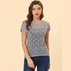 Allegra K Women's Curved Hem Sheer Short Sleeves Floral Lace Blouse - 2 of 4