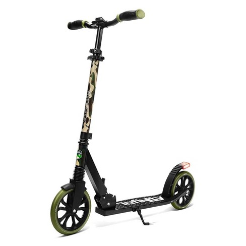 CUCOS Kick Scooter for Teens/Adults with Flashing PU Wheels Foldable Kick Scooter 4 Adjustable Height,2 Wheel Scooter with Handbrake for Age 8 Year Up,with Carry Strap