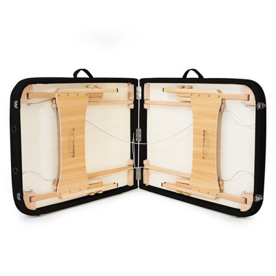Black PU Leather Portable Folding Massage Table with Hardwood Frame