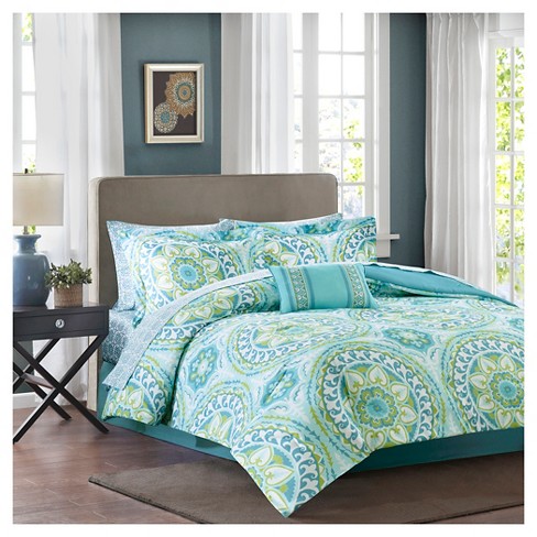 Aqua Nepal Medallion Complete Multiple Piece Comforter Set Twin