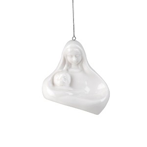 Roman Mary and Jesus Ceramic Christmas Ornament - 3" - White - 1 of 4
