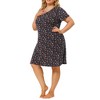 Agnes Orinda Women's Plus Size Short Sleeve Floral Pattern Round Neck Nightgown - 2 of 4