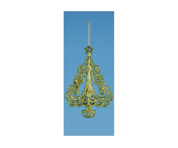 Lynn Roberts 6" Glitter Drenched Swirling Christmas Tree Ornament - Apple Green