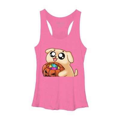 Women's Design By Humans Halloween Candy Pup By Puppers Racerback Tank Top
