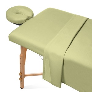 Saloniture 3-Piece Flannel Massage Table Sheet Set - Soft Cotton Flat and Fitted Sheets with Face Cradle Cover - 1 of 4